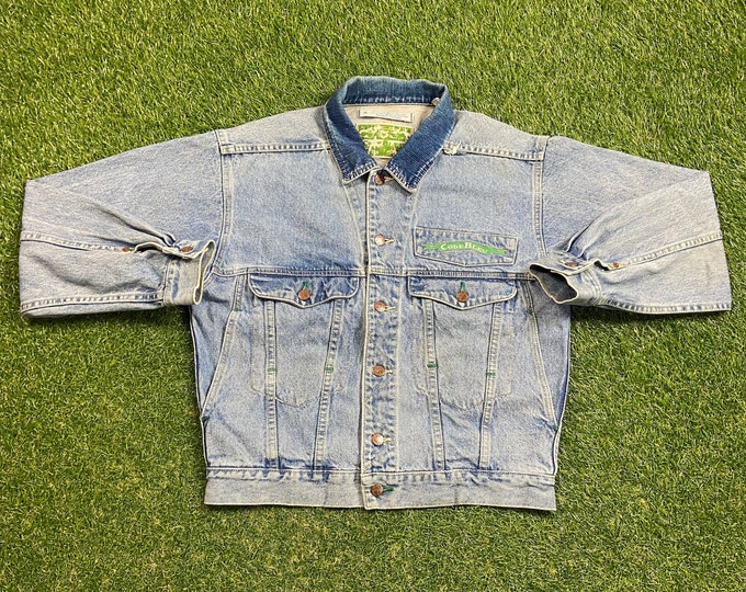 Vintage Code Bleu Jean Jacket Size Medium M American USA Classic Blue Jean Jacket Button Down 1990s 90s Crop Ladies