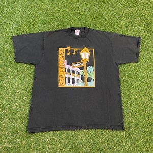Vintage Bourbon Street New Orleans T Shirt Tee Jerzees Made USA Size Xtra Large XL Mardi Gras Jazz Big Easy Creole Louisiana 1990s 90s