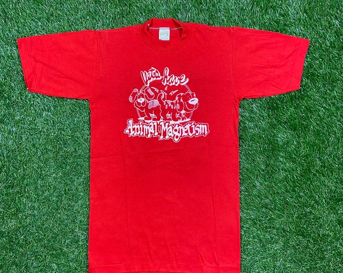 Vintage Vets Have Animal Magnetism T Shirt Tee Sportswear ll Made USA Size Small S Puppy Dog 1980s 80s Veterinarian