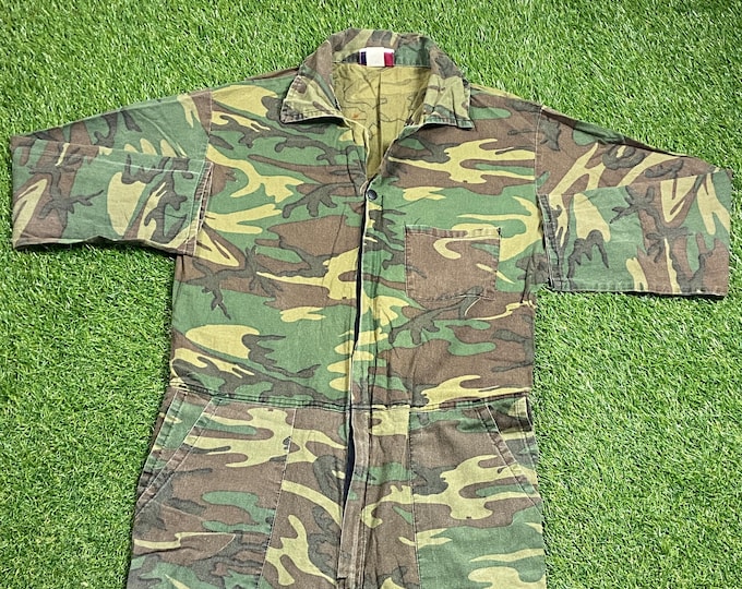 Vintage Camo Jumpsuit Size Medium M U.S. Army Military Army Quality Warm Hunting Coat Hiking 1990s 90s