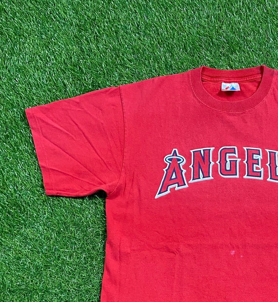 Majestic, Shirts, Vtg 9s Majestic Anaheim Angels Baseball Jersey Mlb  Sports Red Stains