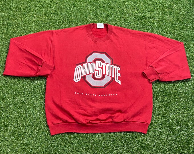 Vintage Ohio State University Crewneck Sweatshirt Size Large L Cleveland NCAA College Football Basketball OSU Pull Over Oversized 1990s 90s