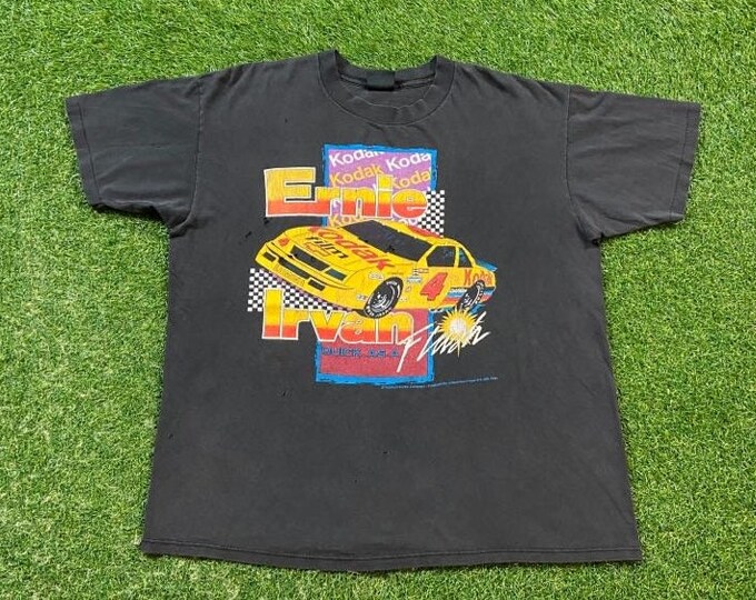 Vintage Ernie Irvan T Shirt Tee Touch of Gold Made USA Size Xtra Large XL NASCAR Racing Daytona 500 Dale Earnhardt 1990s 90s