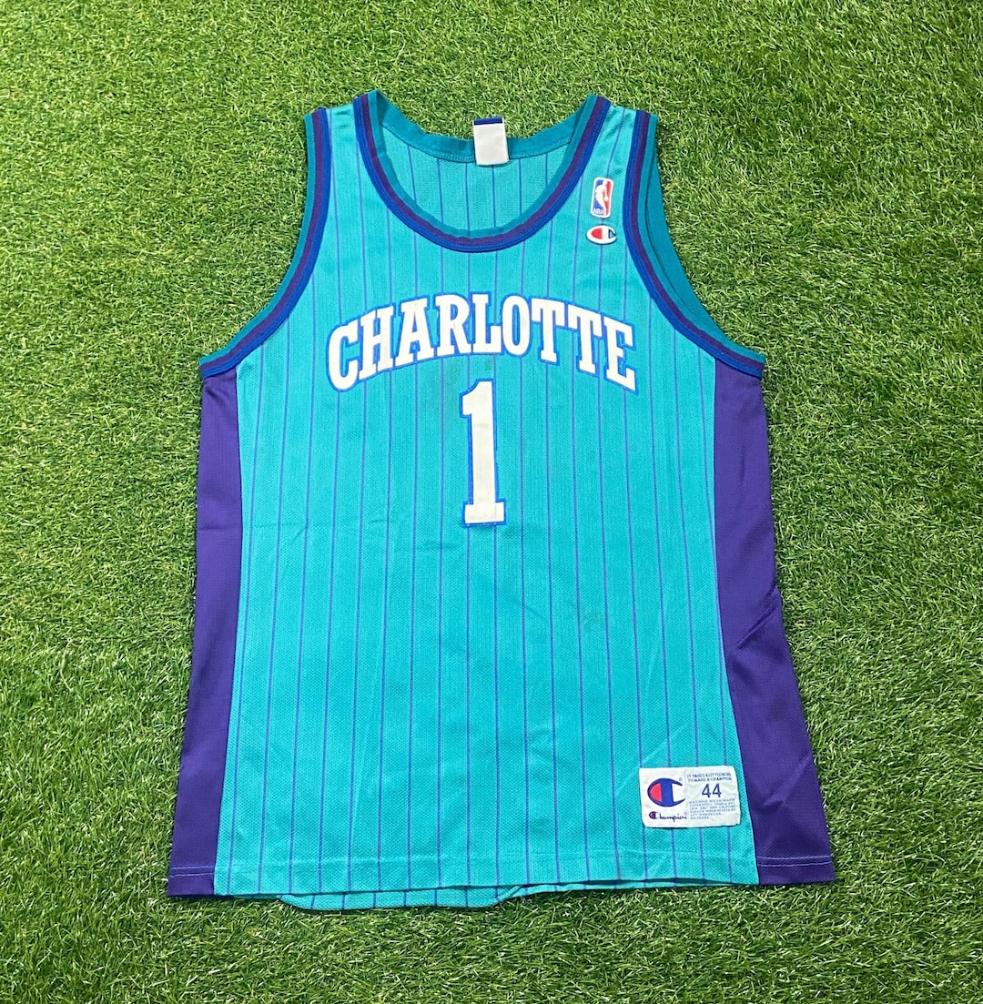 Vintage Charlotte Hornets Baron Davis #1 Jersey Champion Size