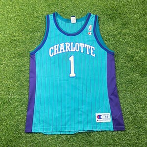 Vintage Charlotte Hornets Baron Davis #1 Jersey Champion Size Medium M NBA Basketball North Carolina NC 1990s 90s
