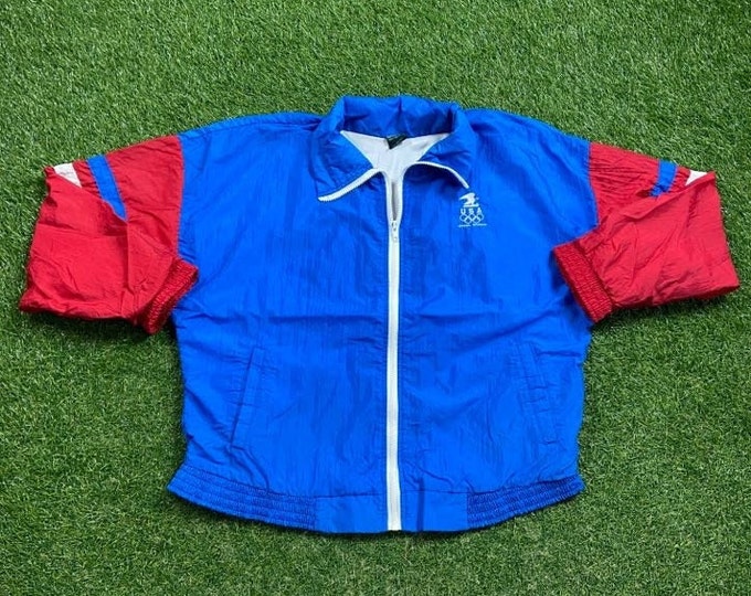 Vintage USA Olympics Windbreaker Jacket Made Usa Size Xtra Large XL Team USA Dream Team Usps Light Rain Coat Jacket Torch 1990s 90s