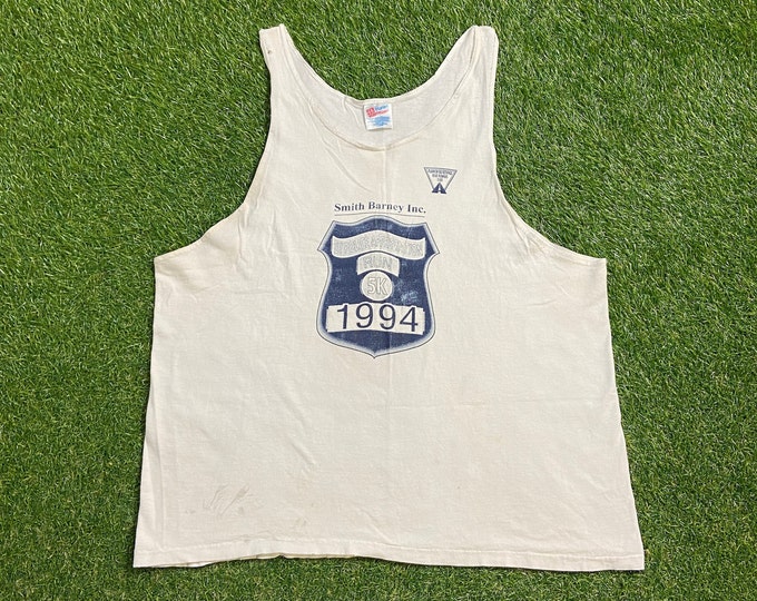 Vintage Police Appreciation Run 1994 Tank Top Shirt Hanes Made USA Size Xtra Large XL Marathon 5k Cop Officer 1990s 90s