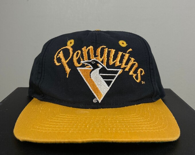 Vintage Pittsburgh Penguins Snapback Hat AJD NHL Hockey Pennsylvania 1990s