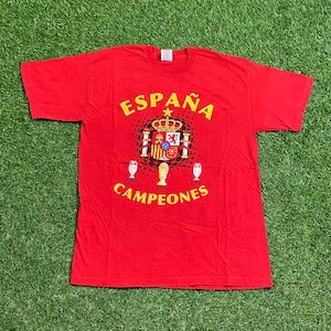 Vintage Espana Campeones T-shirt Storlek Medium M MLS Fotboll FIFA Madrid Barcelona Spanien Turistsemester Europa 00-talet
