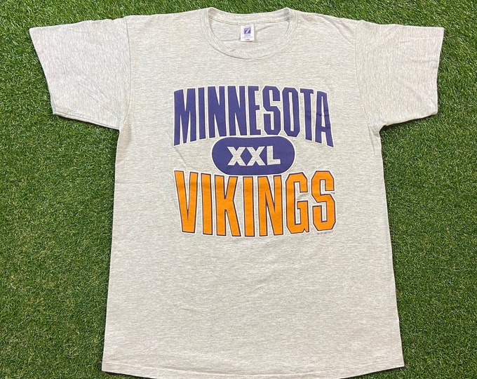 Vintage Minnesota Vikings T Shirt Tee Logo 7 Made USA Size Xtra Large XL NFL Football Moss 1990s 90s
