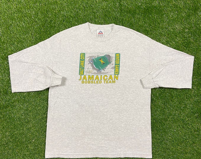 Vintage Jamaican Bobsled Team Long Sleeve Shirt Size Xtra Large XL Salt Lake City Winter Games Utah Jamaica