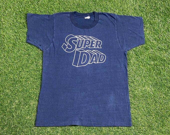 Vintage Super Dad T Shirt Tee Size Small S Father Padre Pere Papa Family Funny Saying Comical 1990s 90s