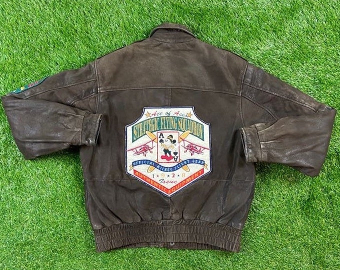 Vintage Mickey Mouse Leather Jacket Mickey Inc Size Medium Walt Disney World Mickey Classic Jacket WDW