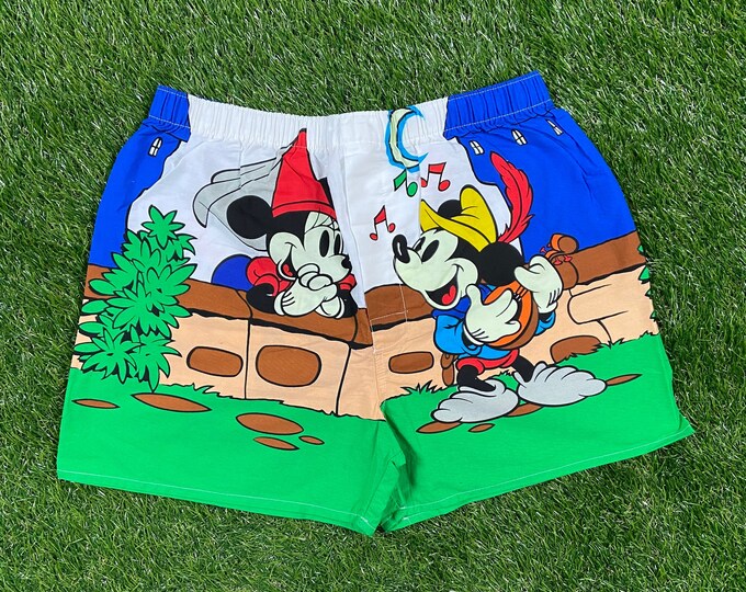 Vintage Mickey Mouse Minnie Mouse Sleep Shorts 1990s Walt Disney World Classic Size Medium Original Brand New with Tag Rare 90s Boxers