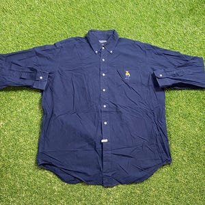 Vintage Polo Ralph Lauren Golf  Button Down Shirt Size Large L Quality RL American Apparel Bear Horse 1990s 90s