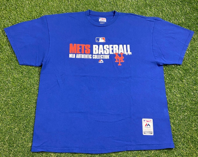 Vintage New York Mets T Shirt Tee Majestic Size XXL 2XL MLB Baseball National League 1990s Blue Orange Classic Queens Ny 90s Original