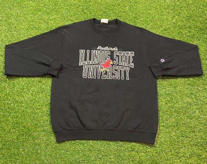 Vintage Illinois State University Crewneck Sweatshirt Champion Size Large L NCAA College Football ISU Pull Over Oversized 1990s 90s