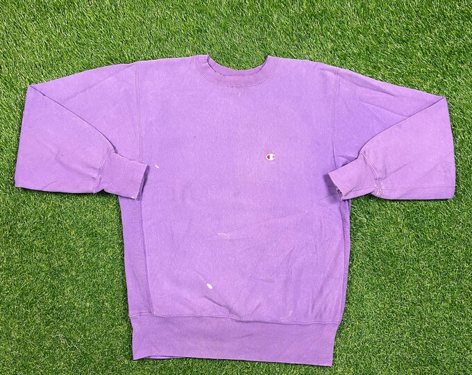 Vintage Plain Purple Champion Crewneck Sweatshirt Size Xtra Large XL Quality 1990's Oversized Comfy Great Fit Made USA Original Pull Over