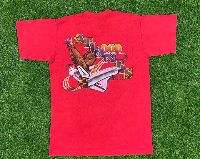 Vintage Atlantis DOD STS 36 Eagle USA T shirt Graphic Tee T Shirt Size Small Space Spaceship Nasa