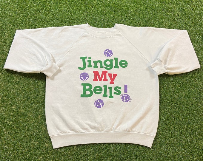 Ugly Christmas Sweater Sweatshirt Jingle My Bells Vintage Tacky Holiday Party Merry Santa Classic 80s 90s Xmas Size Large Pull Over