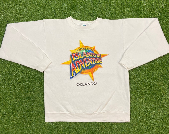 Vintage Islands of Adventure Crewneck Sweatshirt Size Medium M Universal Studios Florida Rare Orlando FL Amusement Park Pull Over Oversized