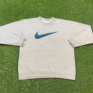 Vintage Nike Crewneck Sweatshirt Made USA Size Medium Swoosh Check Mark Just Do It Classic Air Jordan 1990s 90s Original Pull Over Oversized