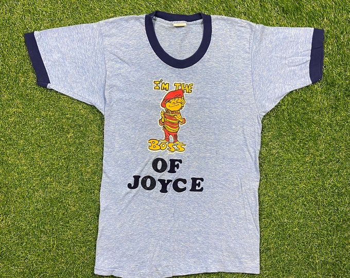 Vintage I'm the Boss of Joyce T Shirt Tee Spruce Sportswear Made USA Size Medium M Funny Saying Comical T Shirt Comedy 1980s 80s Tri Blend