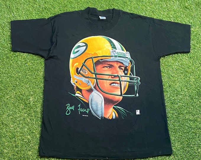 Vintage Green Bay Packers Brett Favre T Shirt Tee Made USA Size Large L NFL Football Wisconsin Pack Cheese Head 1990s 90s