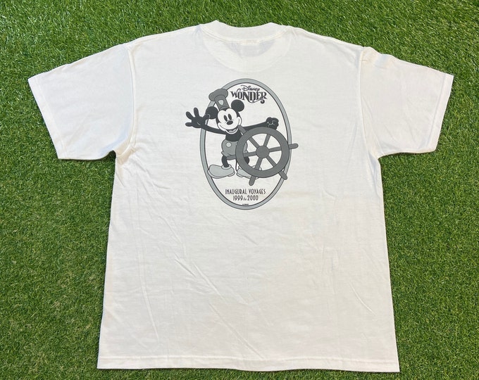 Vintage Disney Wonder Launch Team 1999 T Shirt Tee Size Large L Walt Disney World Classic Magic Kingdom Mickey Mouse Original 1990s 90s