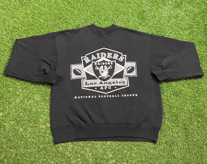 Vintage Los Angeles Raiders Crewneck Sweatshirt Size Xtra Large XL Silver and Black Throwback Oakland California Las Vegas 1990s 90s