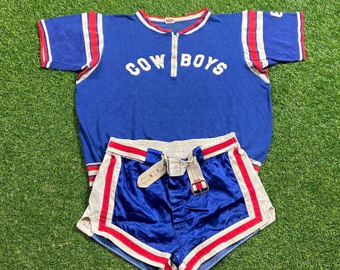 Vintage Cowboys Set Shirt Shorts Made USA Size Medium M Texas Sportswear Matching Set Dallas 1980s 80s