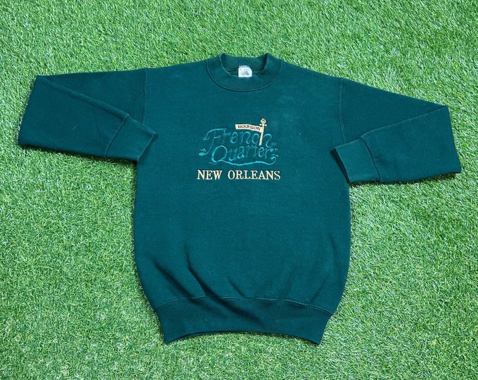 Vintage New Orleans Crewneck Sweatshirt Made USA Size Small S Bourbon Street French Quarter Big Easy Creole Louisiana France 1990s 90s
