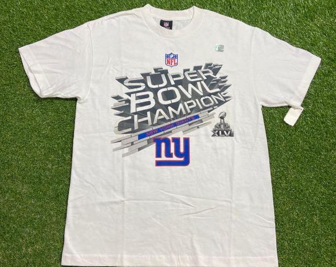 Vintage New York Giants Super Bowl XLVI T Shirt Tee Size Large L NFL Football Big Blue Ny Eli Manning 00s