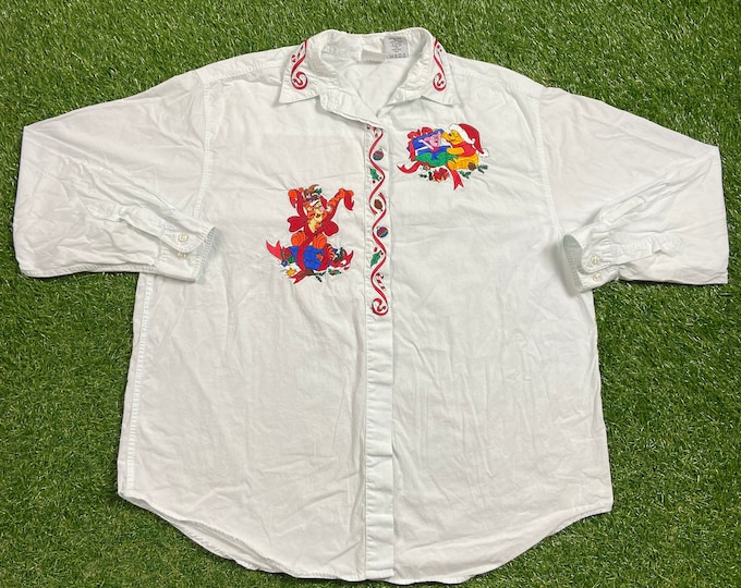 Vintage Winnie the Pooh Button Down Shirt Size Xtra Large XL Walt Disney World Classic WDW Disneyland Magic Kingdom 1990s 90s