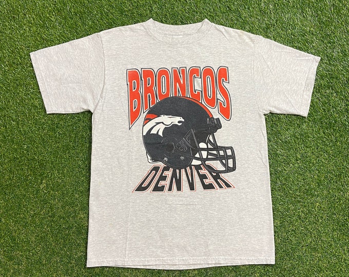 Vintage Denver Broncos T Shirt Tee Logo 7 Size Large L NFL Football Colorado John Elway Super Bowl 1990s 90s