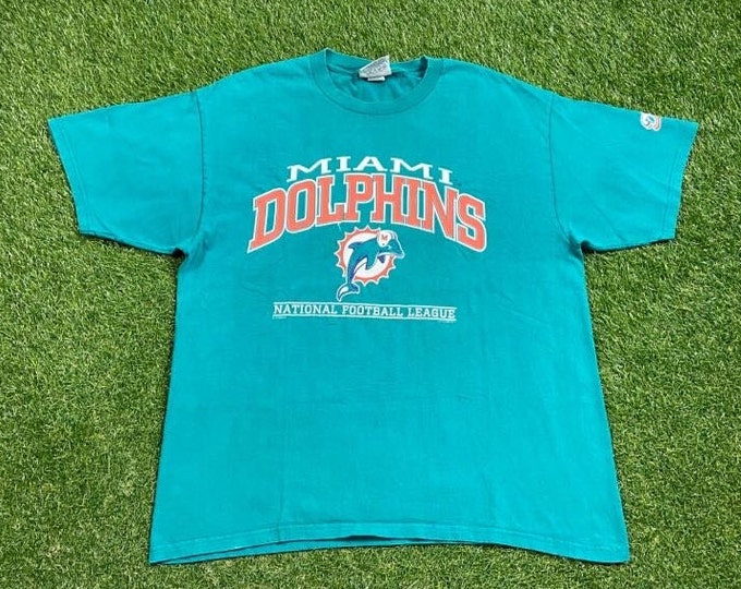 Vintage Miami Dolphins T Shirt Tee Lee Sport Size Xtra Large XL NFL Football 305 Florida Dan Marino 1990s 90s