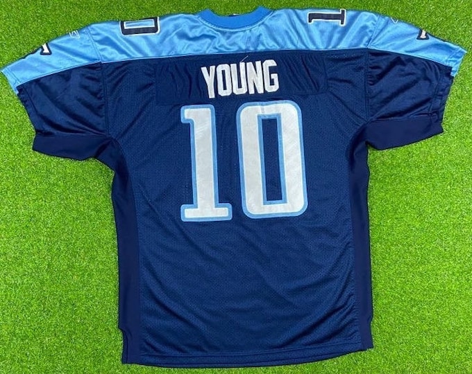 Vintage Tennessee Titans Vince Young 10 Jersey Reebok Size XXL 2XL NFL Football AFC Authentic Sewn Stitched