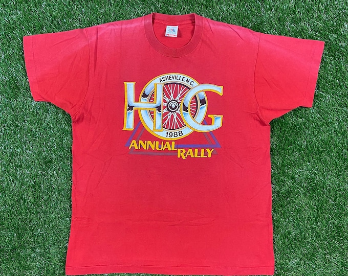 Vintage Harley Davidson 1988 Rally Asheville North Carolina HOG T Shirt Made USA Size Xtra Large 3D Motorcycle Truckers Biker XL 1980s 80s