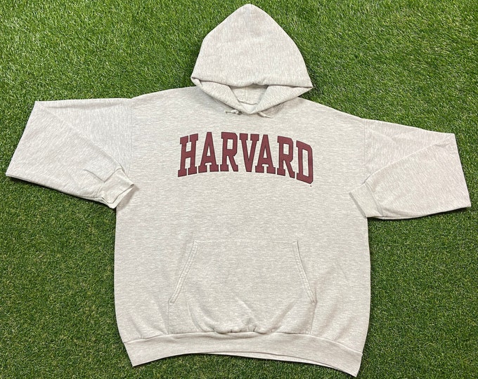 Vintage Harvard University Hoodie Sweatshirt Size XXL 2XL Ivy League College Classic Law Massachusetts New England Pull Over Oversized