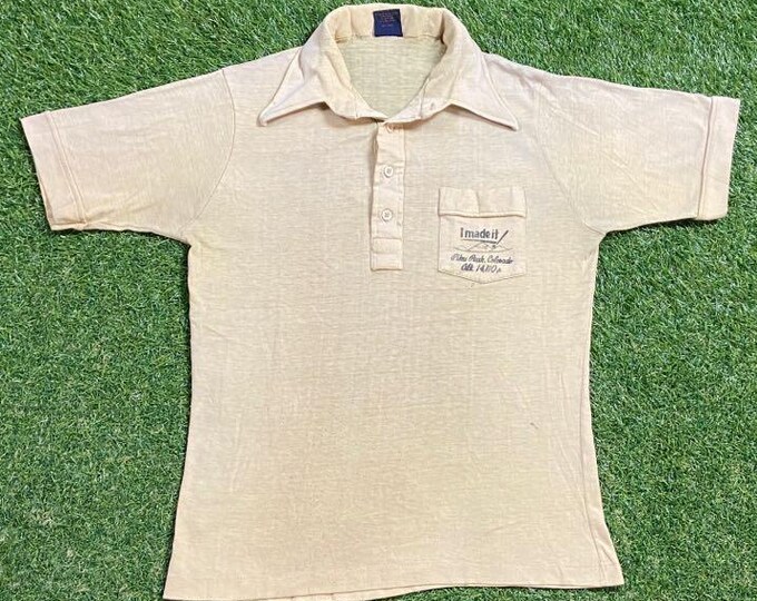 Vintage Pikes Peak Polo Shirt Size Small S Aspen Rocky Mountains Denver Boulder Colorado Springs 1970s