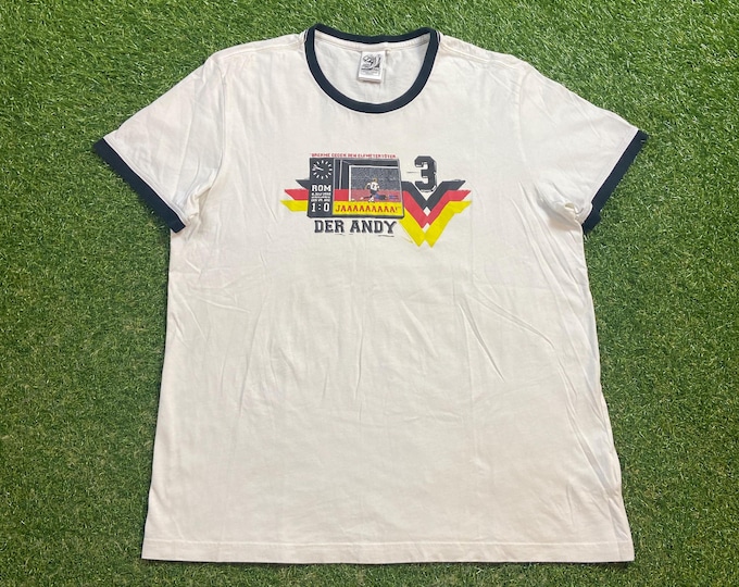 Vintage Der Andy T Shirt Tee Size Xtra Large XL Adidas Germany Deutscher Fussball-Bund German World Soccer Cup MLS FIFA Mesi Ronaldo 1990s