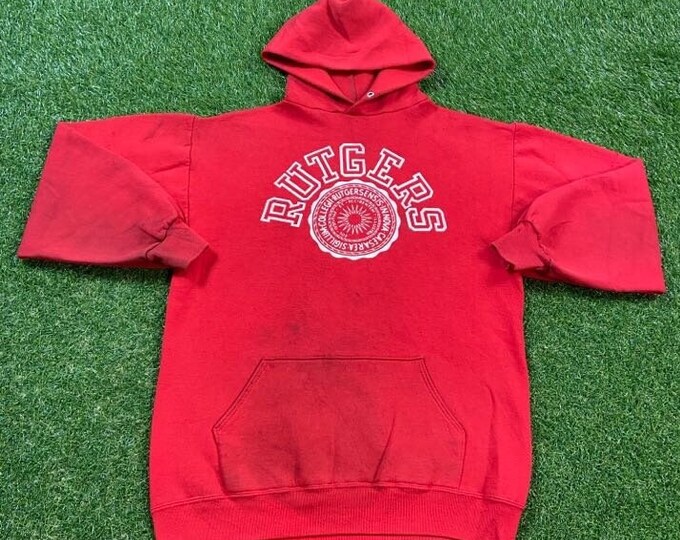 Vintage Rutgers University Hoodie Sweatshirt Wolf Made USA Xtra Large Scarlet Knights Classic NCAA College Football New Jersey NJ 90s 80s