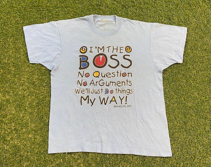 Vintage I'm the Boss T Shirt Tee Screen Stars Made USA Size Medium M Funny Saying Comical 1990s 90s