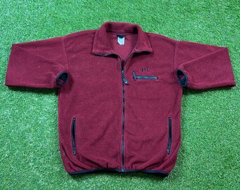 Felpa vintage Helly Hansen color bordeaux, prodotta negli Stati Uniti, taglia L, qualità anni '80, vestibilità comoda, felpa originale anni '80 con cerniera.