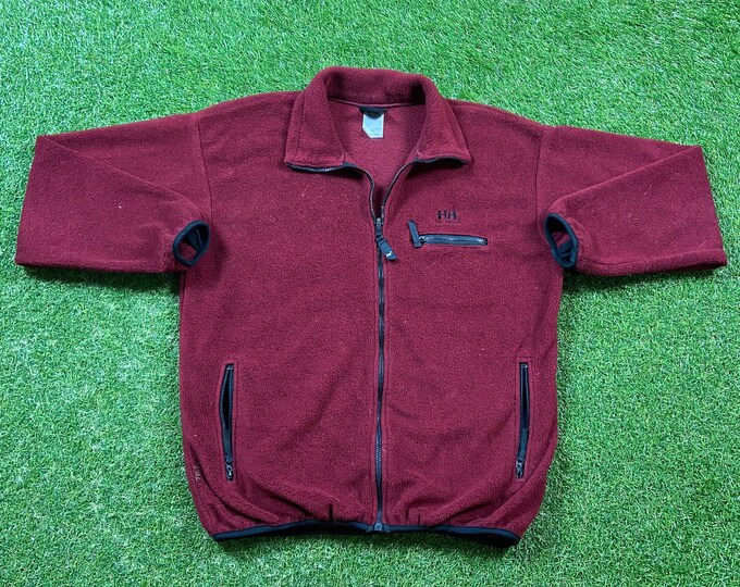 Vintage Helly Hansen Burgundy Track Sweater Made USA Size Large L Quality 1980's Comfy Fit Original 80s Zip Up Sweater