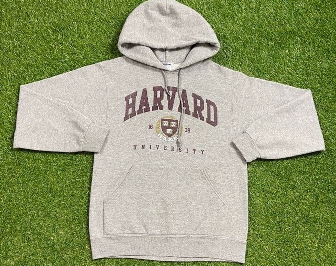 Vintage Harvard University Hoodie Sweatshirt Size Small S Ivy League College Classic Law Massachusetts New England 1990s Pull Over Oversized