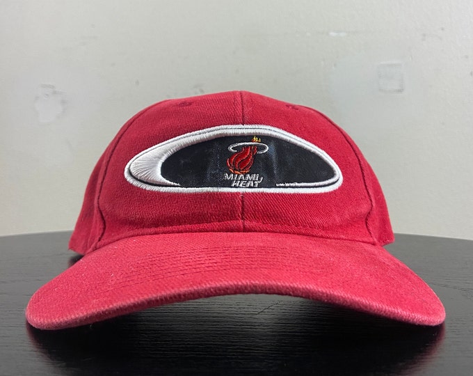 Vintage Miami Heat Strap Back Hat OSFA NBA Basketball Florida Dwyane Wade Shaq Lebron James 1990s 90s