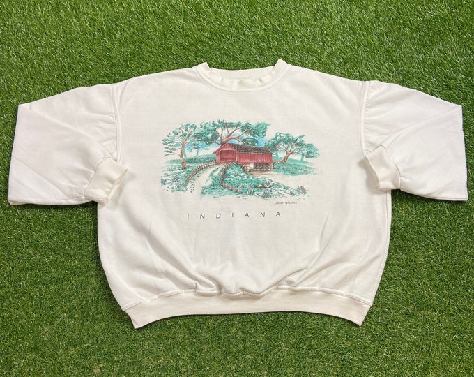 Vintage Indiana Crewneck Sweatshirt Size Medium M Indianapolis Peyton Manning Reggie Miller Colts Hoosiers Pacers 1990s 90s Pull Over