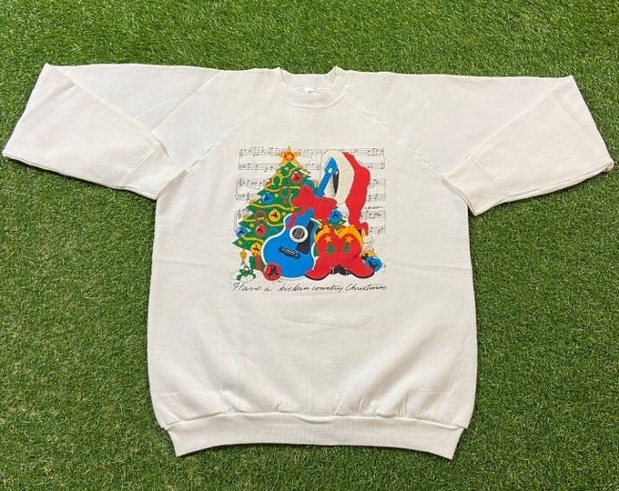 Ugly Christmas Sweater Vintage Tacky Holiday Party Merry Santa Claus Country Music Classic Size Xtra Large 80s 90s Xmas Holiday Season