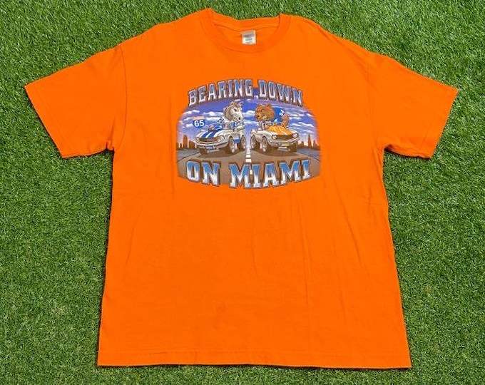 Vintage Denver Broncos vs Chicago Bears T Shirt Tee Size Xtra Large XL NFL Football Colorado Illinois John Elway 1990s 90s